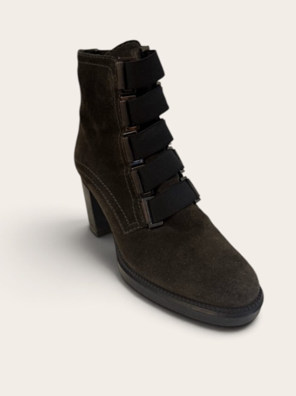 Aquatalia Indira Brown Round Toe Buckled Booties Size 6